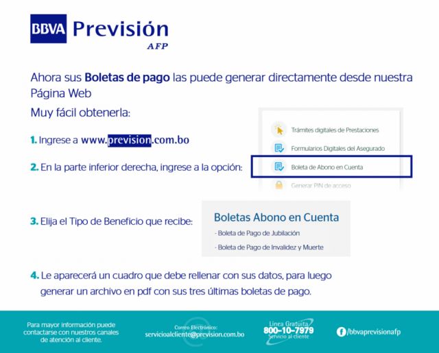 Ahora puedes generar tu Boleta de Pago desde la página web de la BBVA Previsión AFP