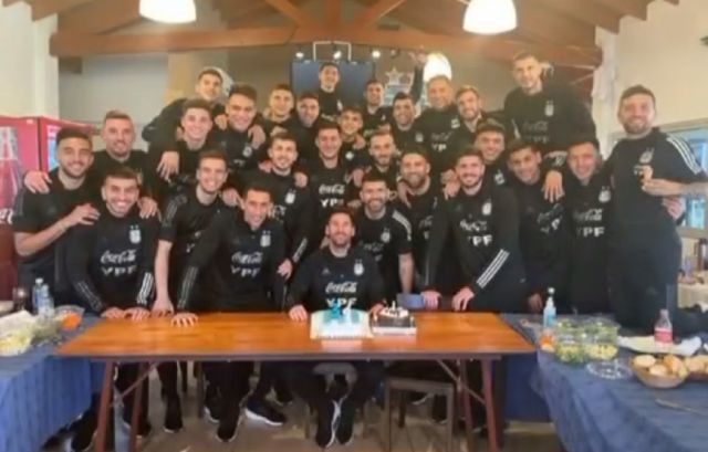 Messi festejó su cumpleaños 34 con sus compañeros de selección