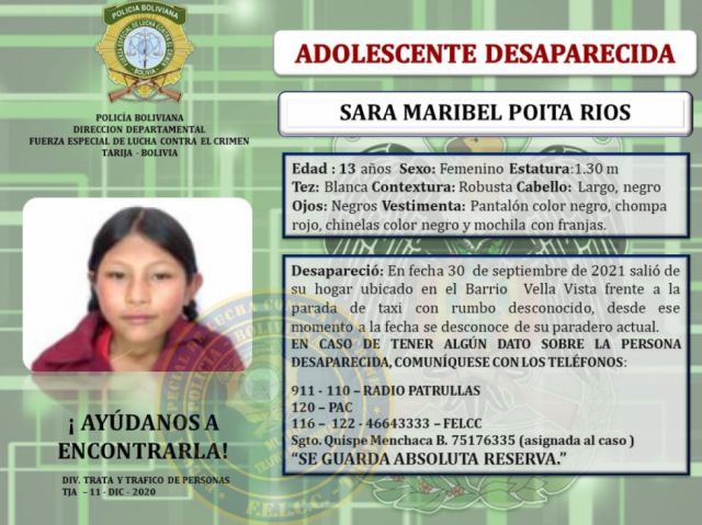 Escalan las denuncias de desaparición  de adolescentes y jóvenes en Tarija