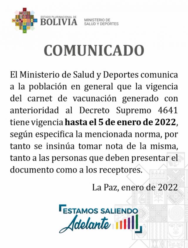 Tras fallas en aplicación anticovid, Salud informa que carnet antiguo estará vigente hasta el 5 de enero