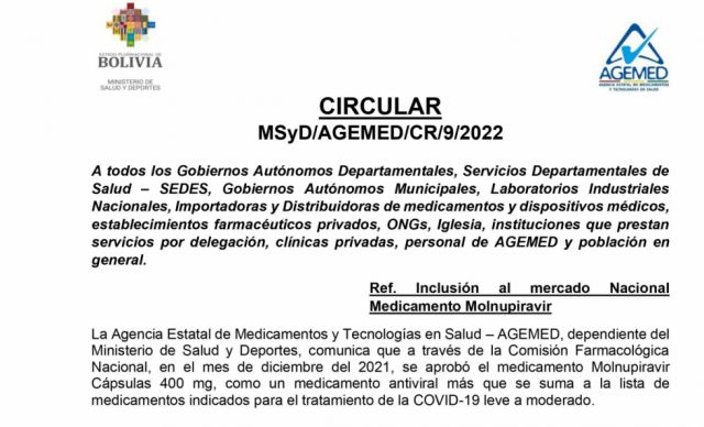 Gobierno autoriza la venta del Molnupiravir, nuevo medicamento para tratamiento del Covid -19