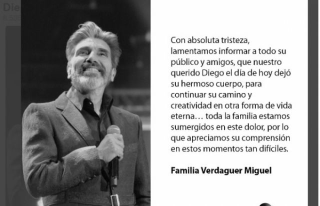 Muere el cantante argentino Diego Verdaguer por complicaciones del Covid-19