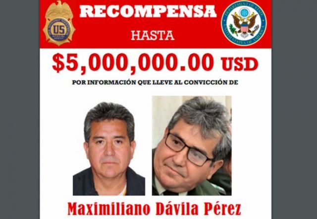 Estados Unidos ofrece recompensa de hasta $us5 millones por Dávila