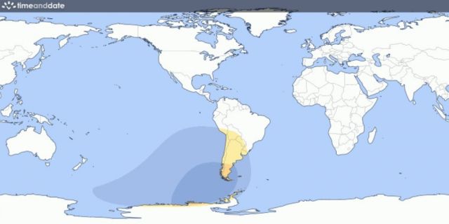 Zonas donde el eclipse será visible