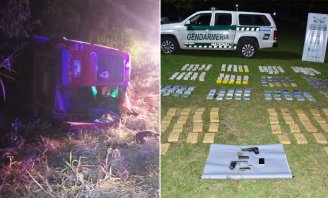 Boliviano intentó evitar control de Gendarmería y volcó con cargamento de 244 kilos de cocaína