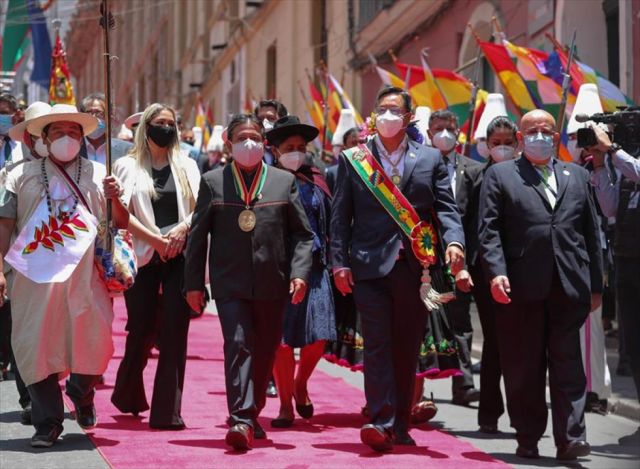 Luis Arce y David Choquehuanca el día de la posesión
