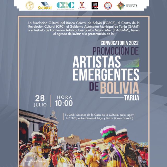 Centro de la Revolución Cultural (CRC) lanza convocatoria "Artistas Emergentes de Bolivia" en Tarija