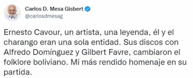 Dolor por la muerte de Ernesto Cavour, ícono del charango boliviano