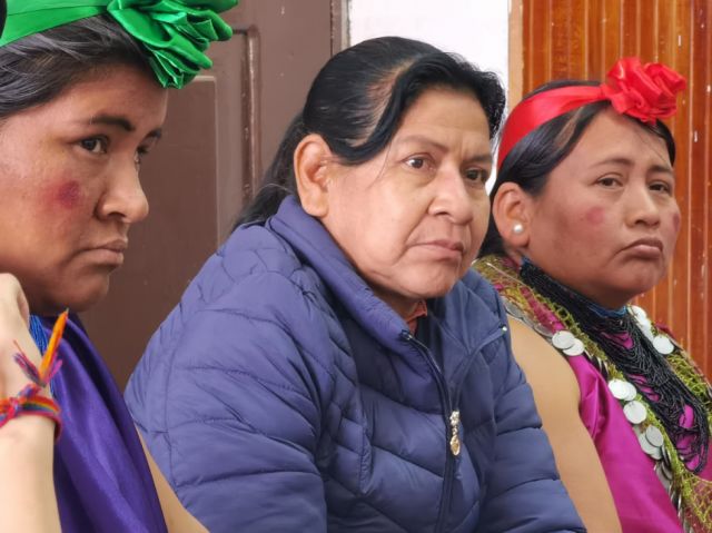 Alcira, Juana y Georgina, tejedoras Guaraní.