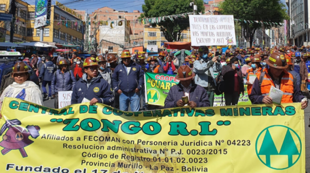 Cooperativas auríferas marchan en La Paz