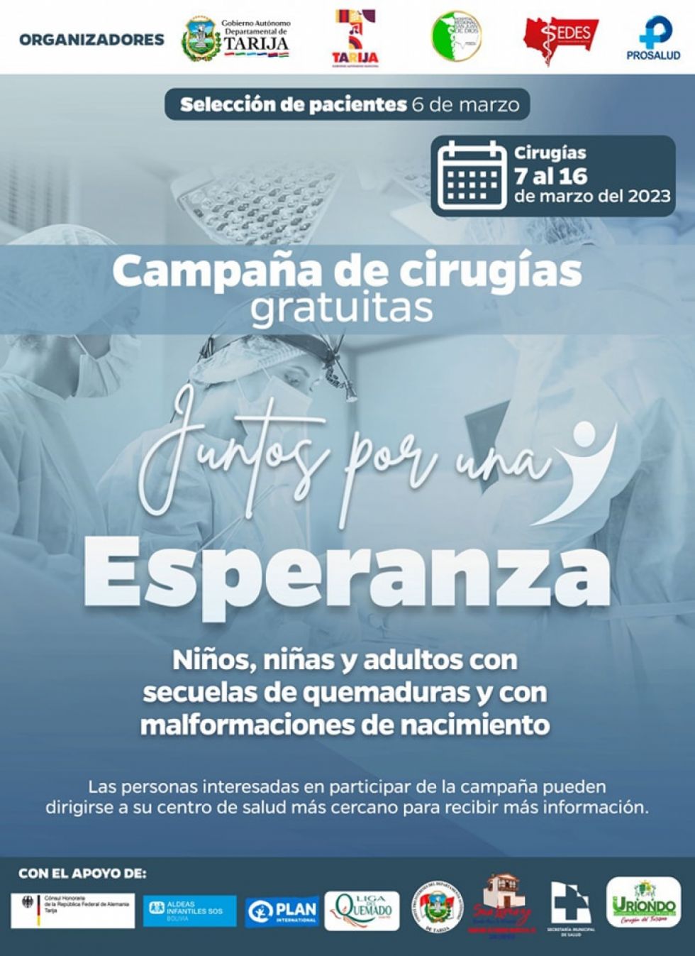 Tarija: Lanzan campaña de cirugías gratuitas por quemaduras, tumores y labio fisurado