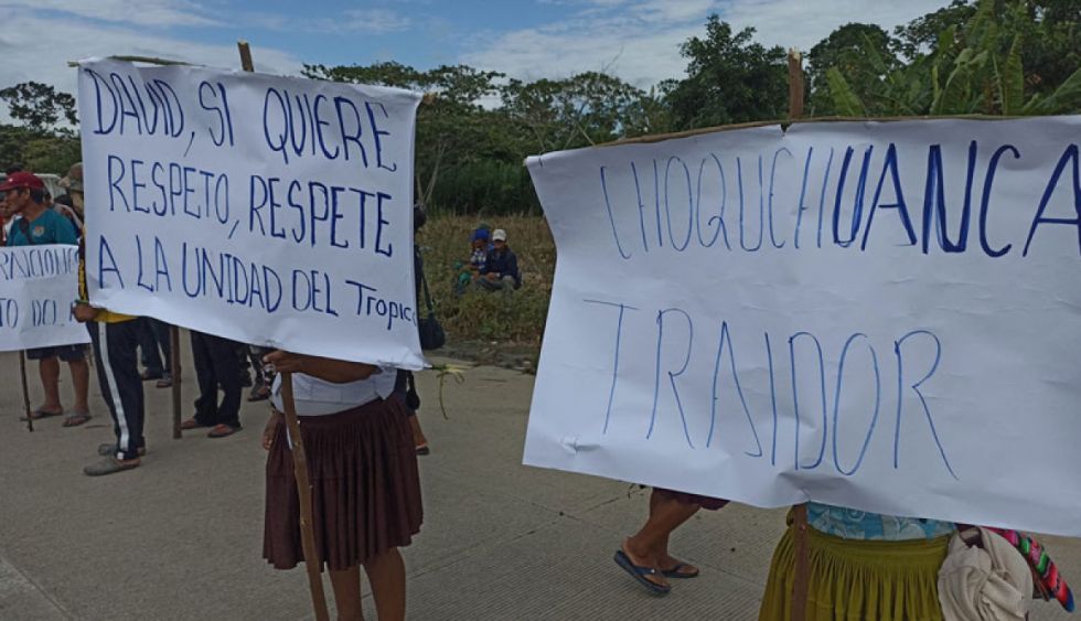 ‘Que no provoquen’: Protesta en Chimoré por la visita anunciada de David Choquehuanca