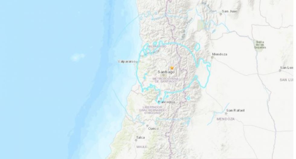 Se registra un sismo de magnitud 5,6 al noreste de Santiago de Chile