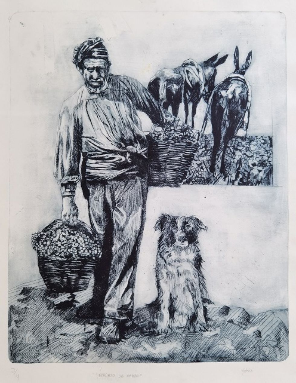 Trabajo de campo, de Valeria Cortez. Aguafuerte.