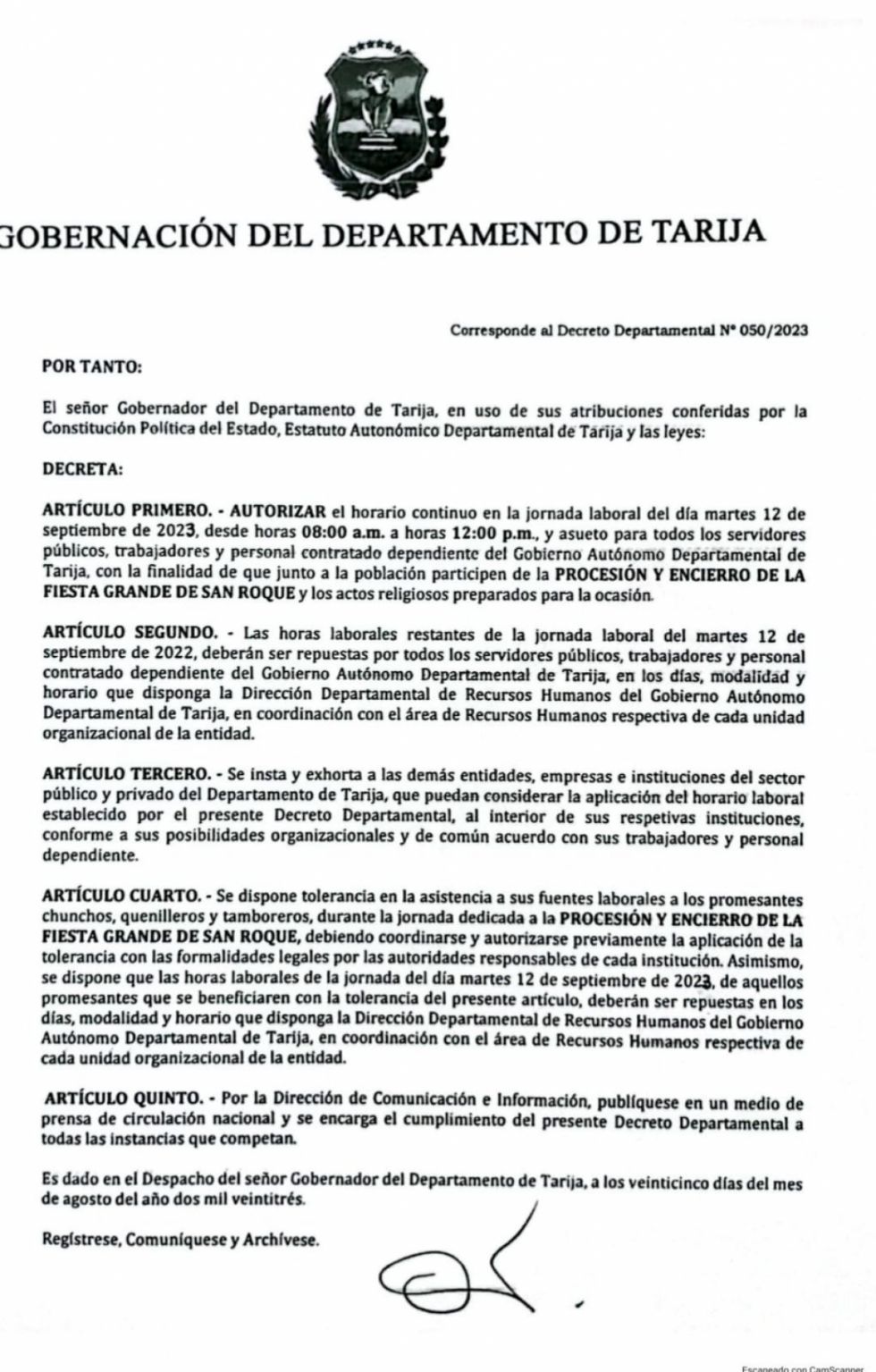 Disponen horario continuo por el encierro de la Fiesta Grande de Tarija