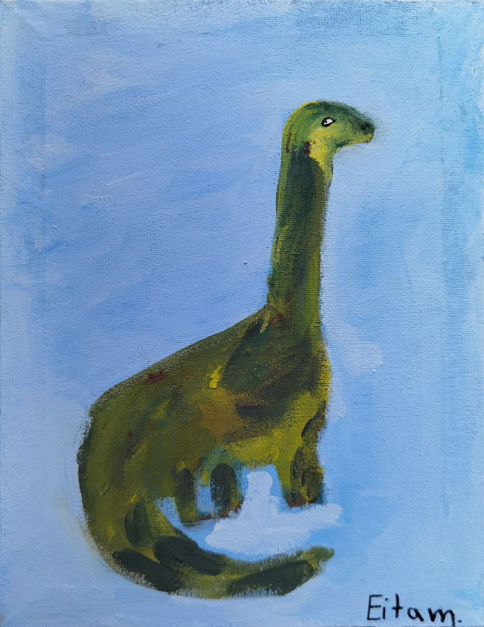 Retrato de un saurópodo, por uno de los asistentes del taller de Carolina Lema en BioCultural.