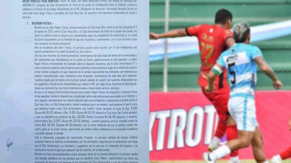 15 mil dólares para ganar 150 mil: La nueva denuncia que involucra a Vaca Diez en caso amaños