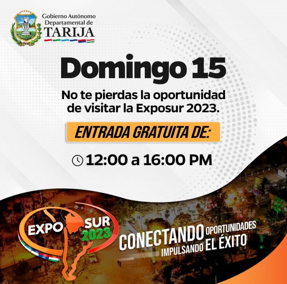 El ingreso libre fue comunicado por la organización de la Expo Sur 