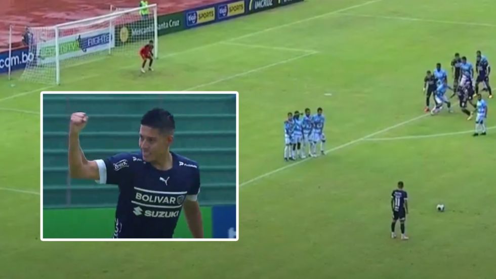 Espectacular tiro libre de Ramiro Vaca que termina en gol para Bolívar (VIDEO)