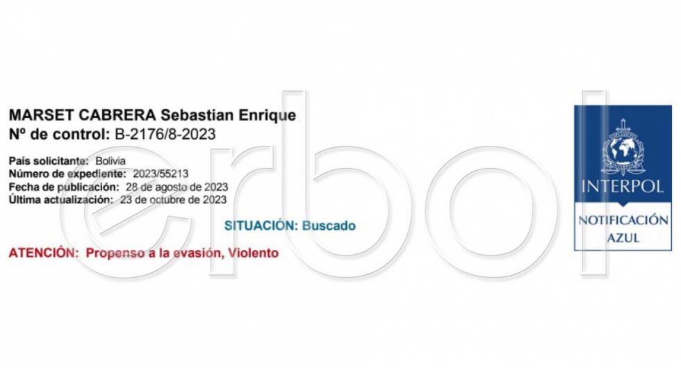 Interpol emitió la notificación azul solicitada por Bolivia contra Marset