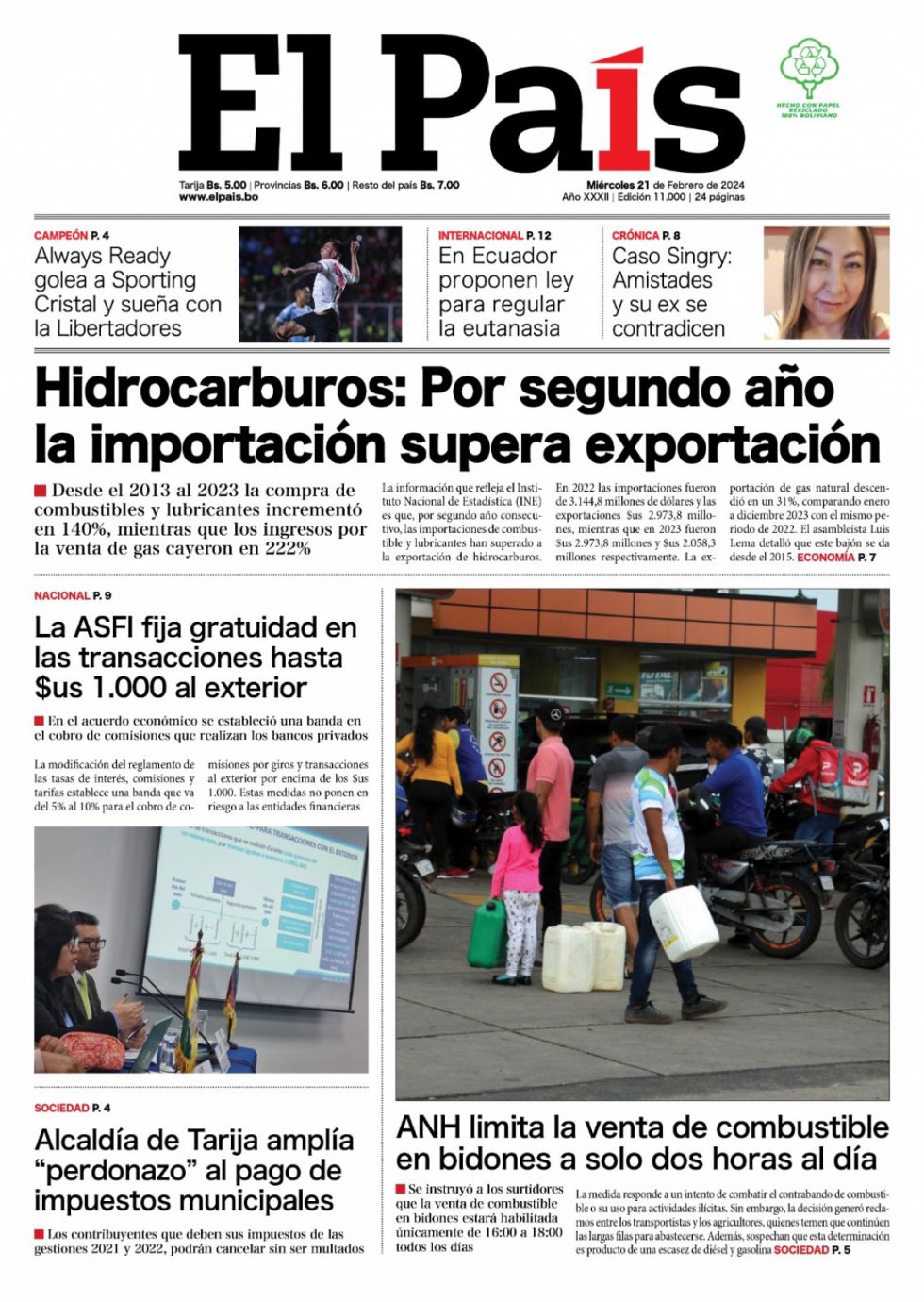 El gas perdido, 21F, Singry, perdonazo impositivo...: Lee las imprescindibles de hoy