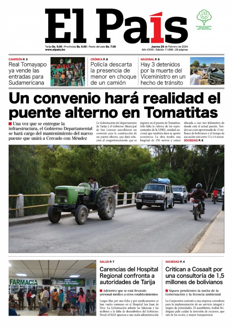 Las cuentas de Cosaalt; la "Ciudad Inteligente" fake; Milton Vargas; Tomatitas... Lee las imprescindibles de hoy