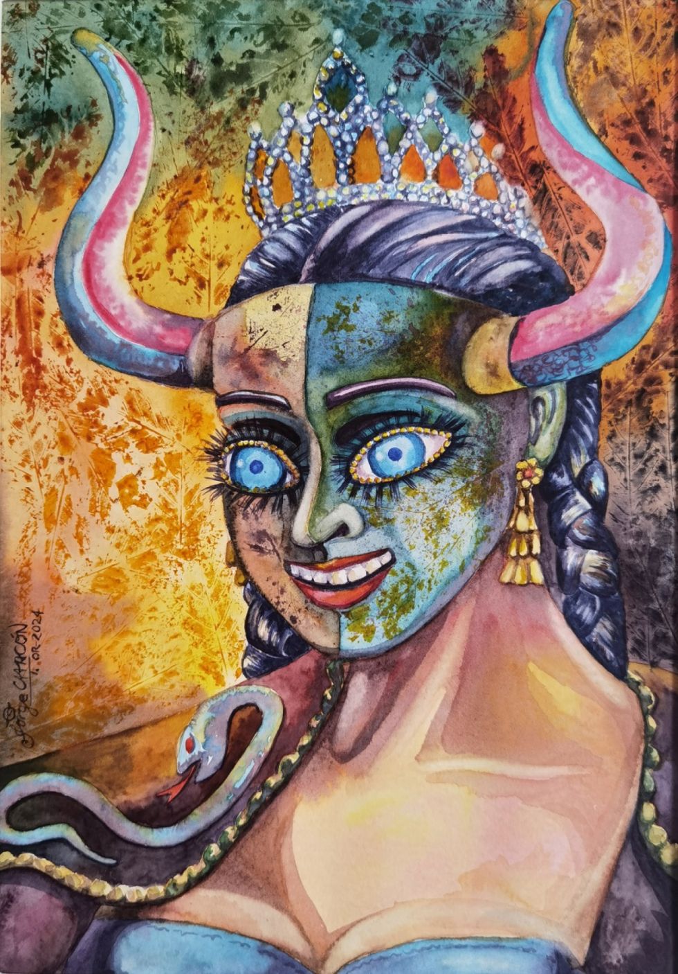 Eterna sonrisa, acuarela de Jorge Chacón. 