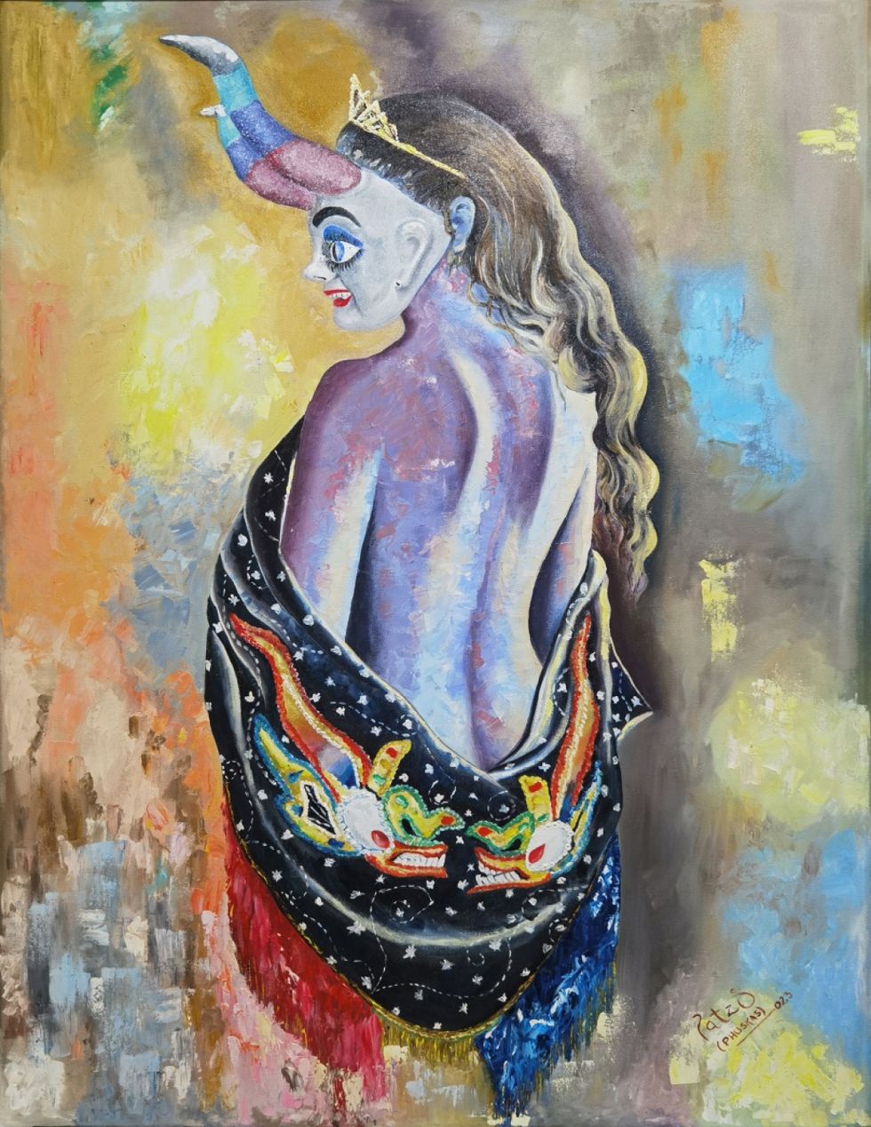 Tentación, óleo de Michael Patzi. 