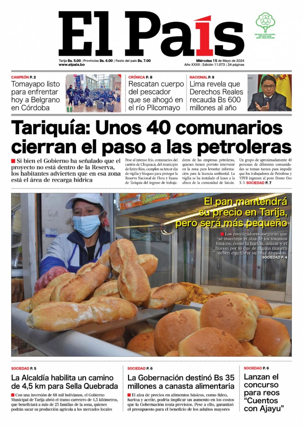 El precio del pan, la "confianza" de Lima, movida en Petrobras, Tariquía...: Lee las impresicindibles