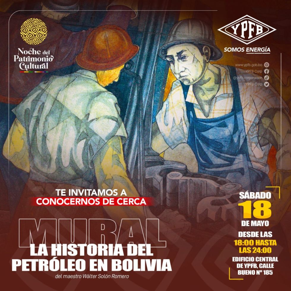 YPFB invita a conocer el mural "Historia del Petróleo en Bolivia"