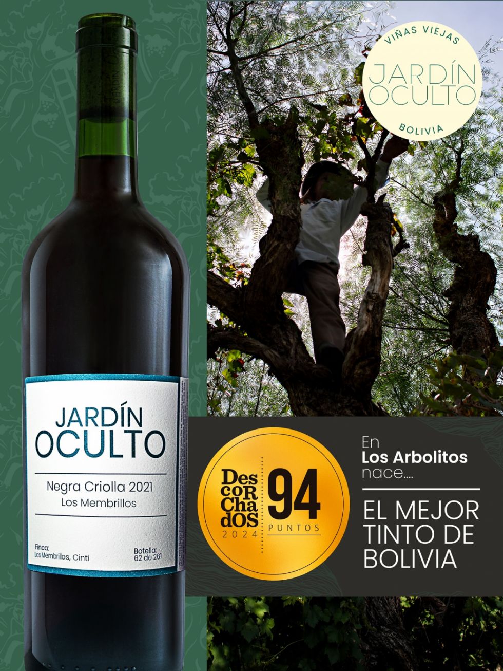 Negra Criolla de Jardín Oculto, el mejor tinto de Bolivia según la Guía Descorchados 2024