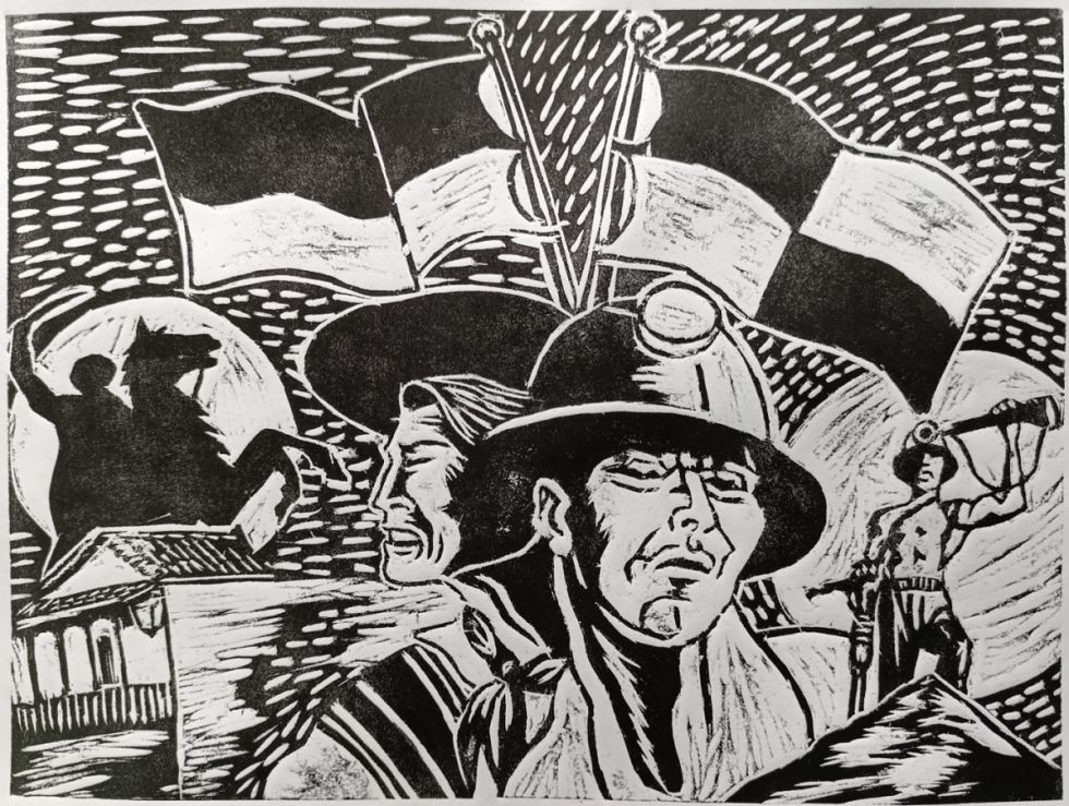 Vivencia, xilografía de Juan Carlos León (Tarija)
