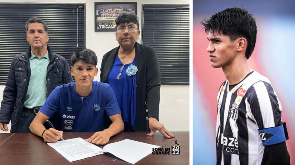 El villamontino Torrez firmó contrato profesional y subió al equipo Sub-20 del Santos