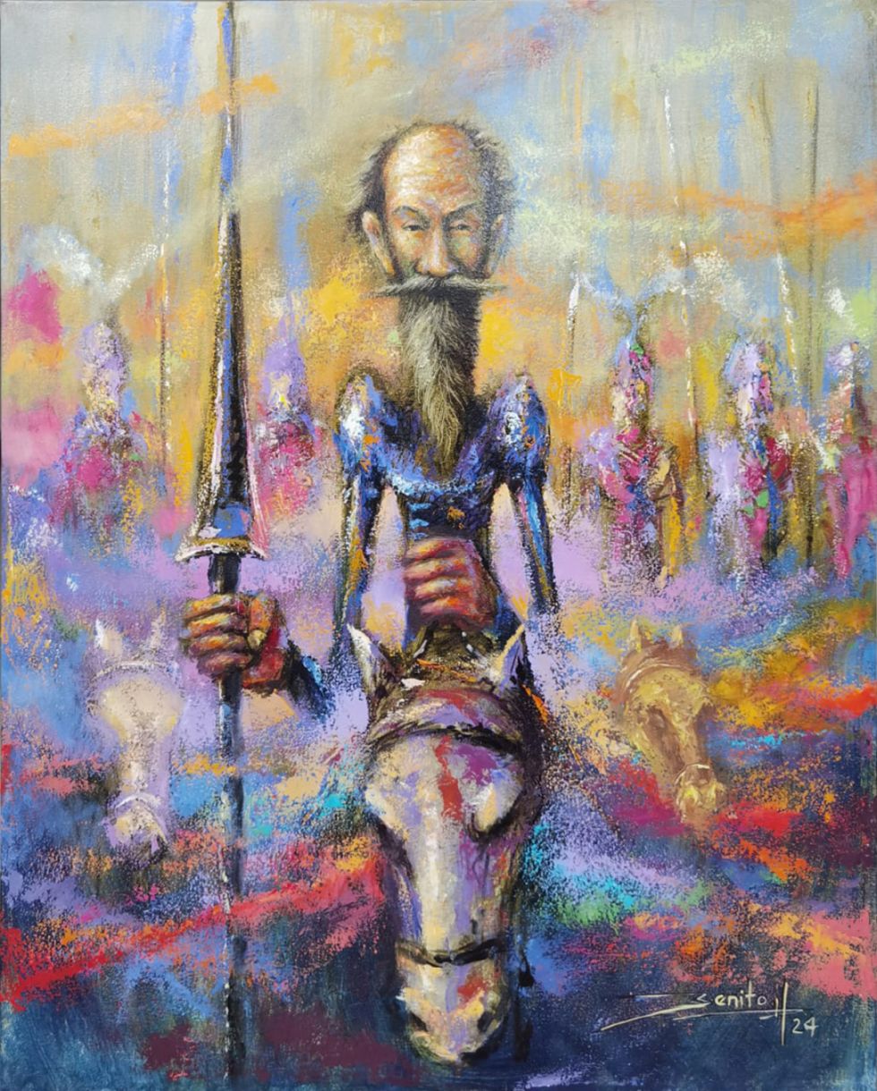 Guerreros, acrílico de Benito Huarachi. Precio base: Bs.800