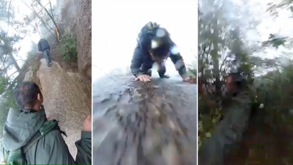 Resbala a gran velocidad y sobrevive gracias a un árbol, captándolo todo con su cámara (VIDEO)