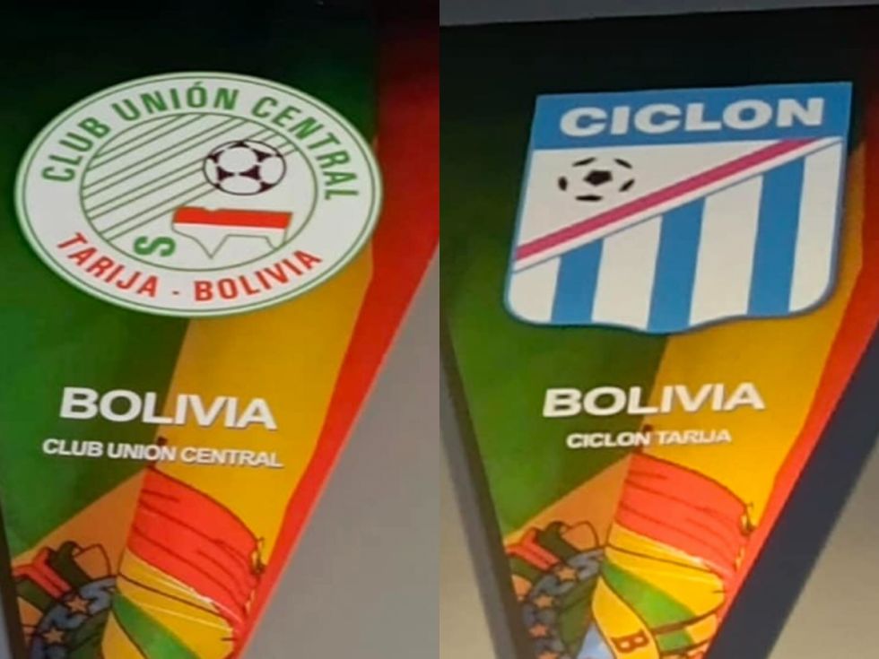 Los escudos de Atlético Ciclón, Unión Central y Petrolero en la exposición de clubes bolivianos en el Museo de la Conmebol