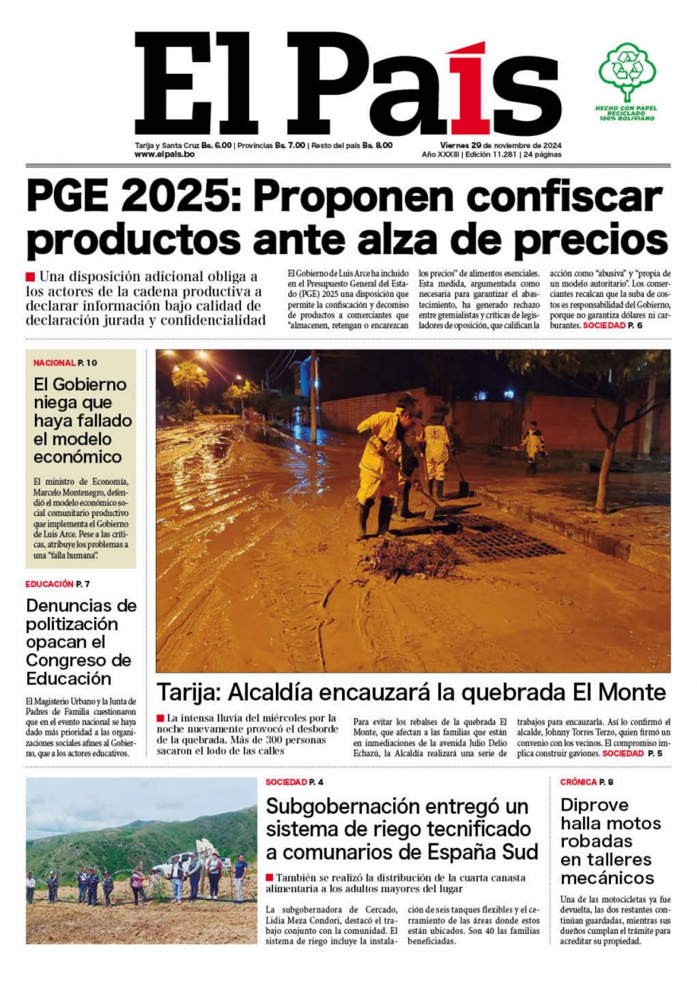 El PGE (de nuevo), la pugna campesina, la Quebrada del Monte y más: Lee las imprescindibles
