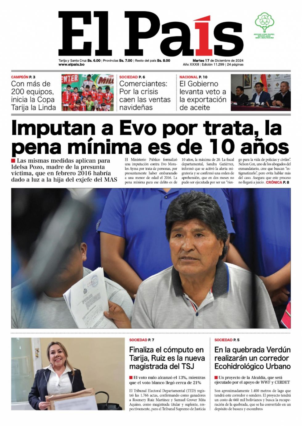 Rosmery Ruíz, la imputación de Evo, Bullrich, la crisis navideña... Lee las imprescindibles