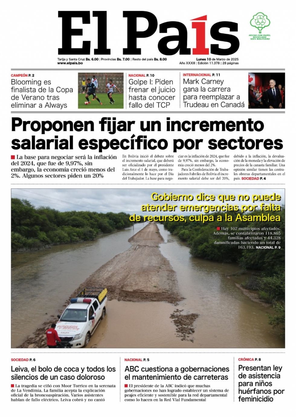 El debate del incremento, Leiva y el bolo, la lluvias y las vías y más: Lee las imprescindibles