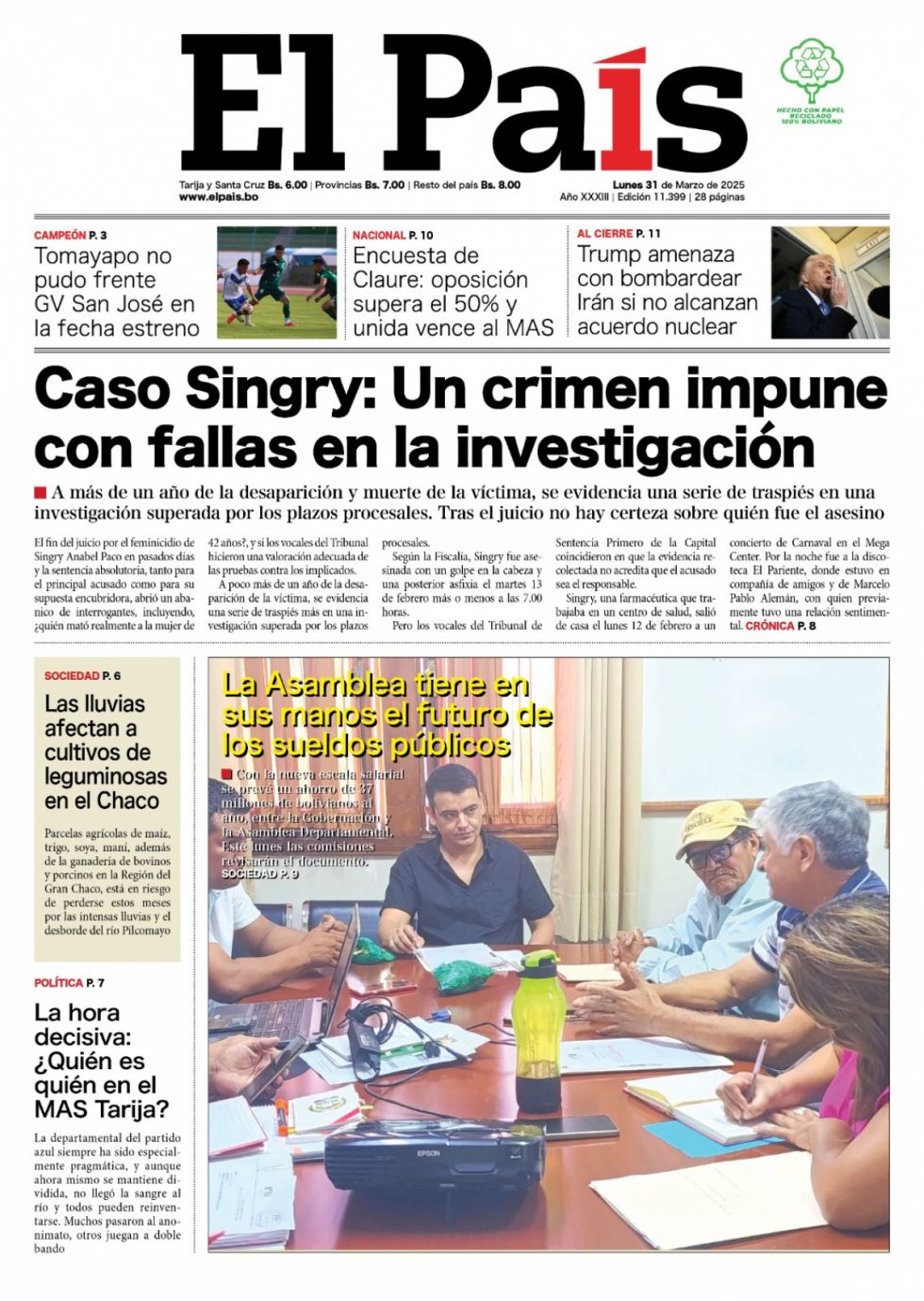 Los datos de Claure, Singry, Tahuichi, lluvias... Lee las imprescindibles