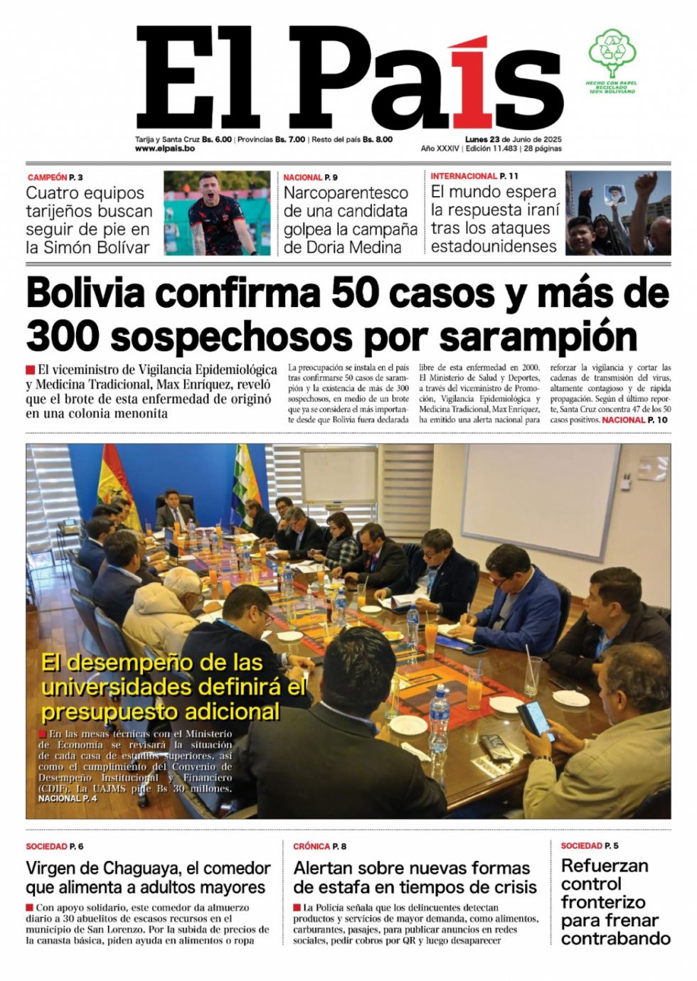 El sarampión, la descompensación de Siles, la UAJMS, Hausermann y más: Lee las imprescindibles