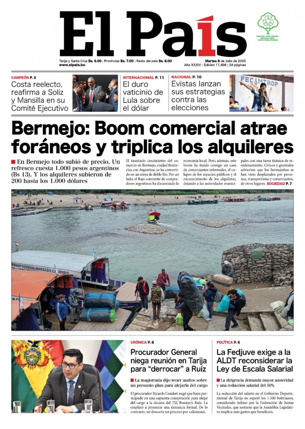 Bermejo, Dunn, aranceles para todos, la FBF... Lea las imprescindibles