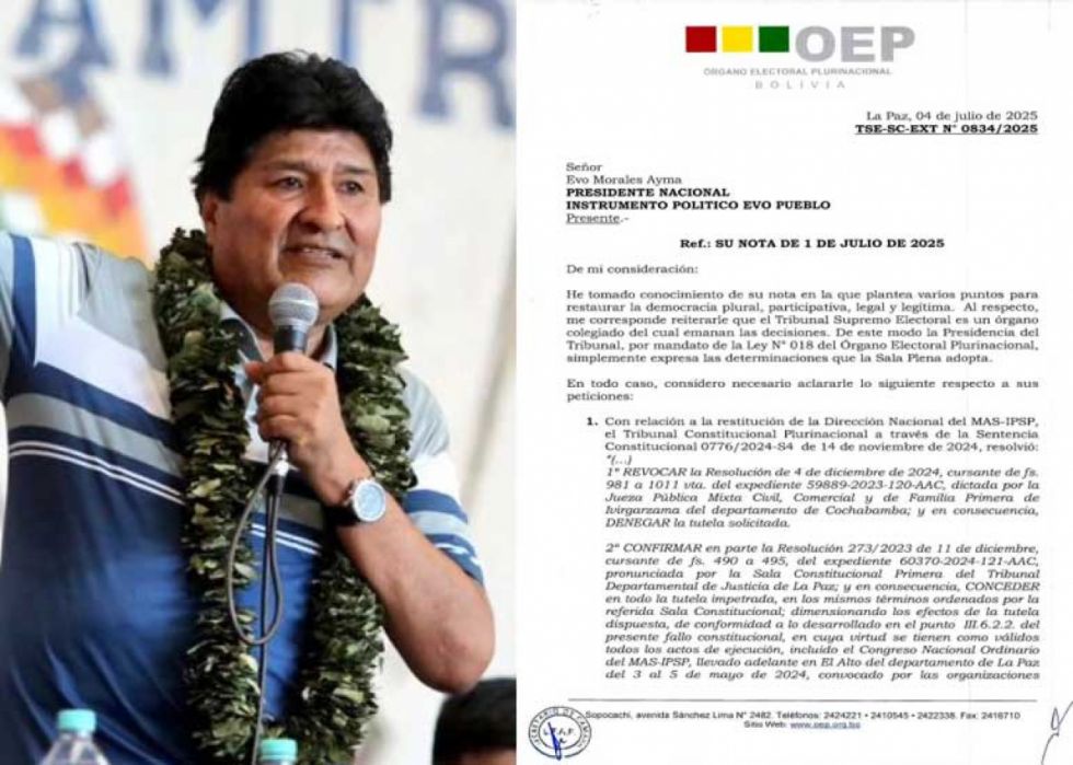 TSE descarta pedido de Evo de inscribir su candidatura