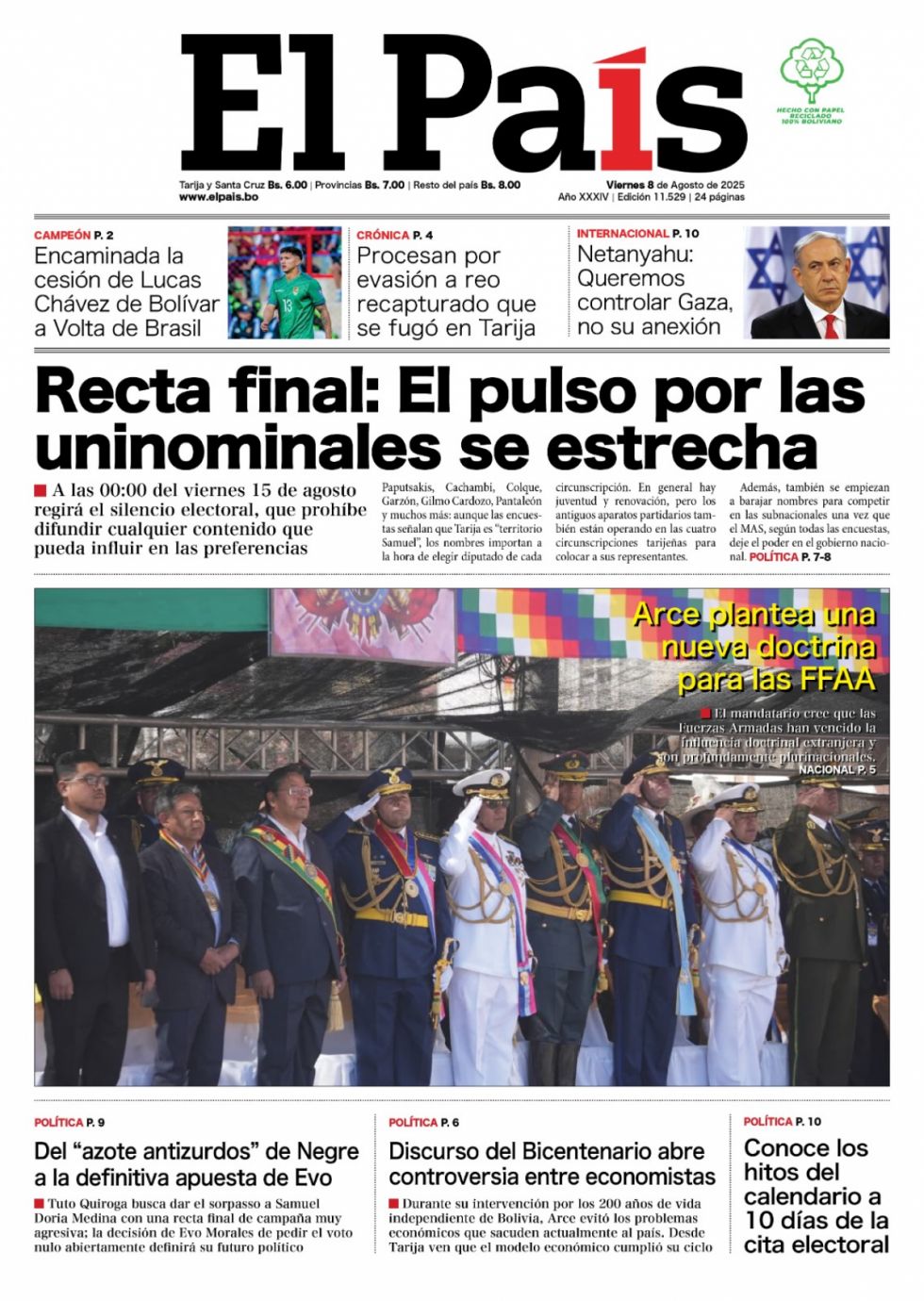 Las FFAA, la pelea por las uninominales, Negre "el antizurdos" y más: Lee las imprescindibles 