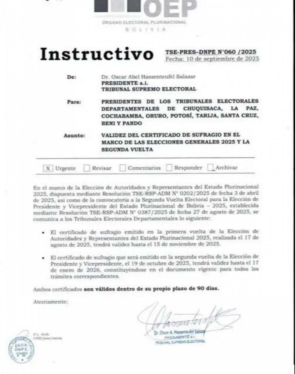 Se necesitarán dos certificados de sufragio para realizar trámites bancarios