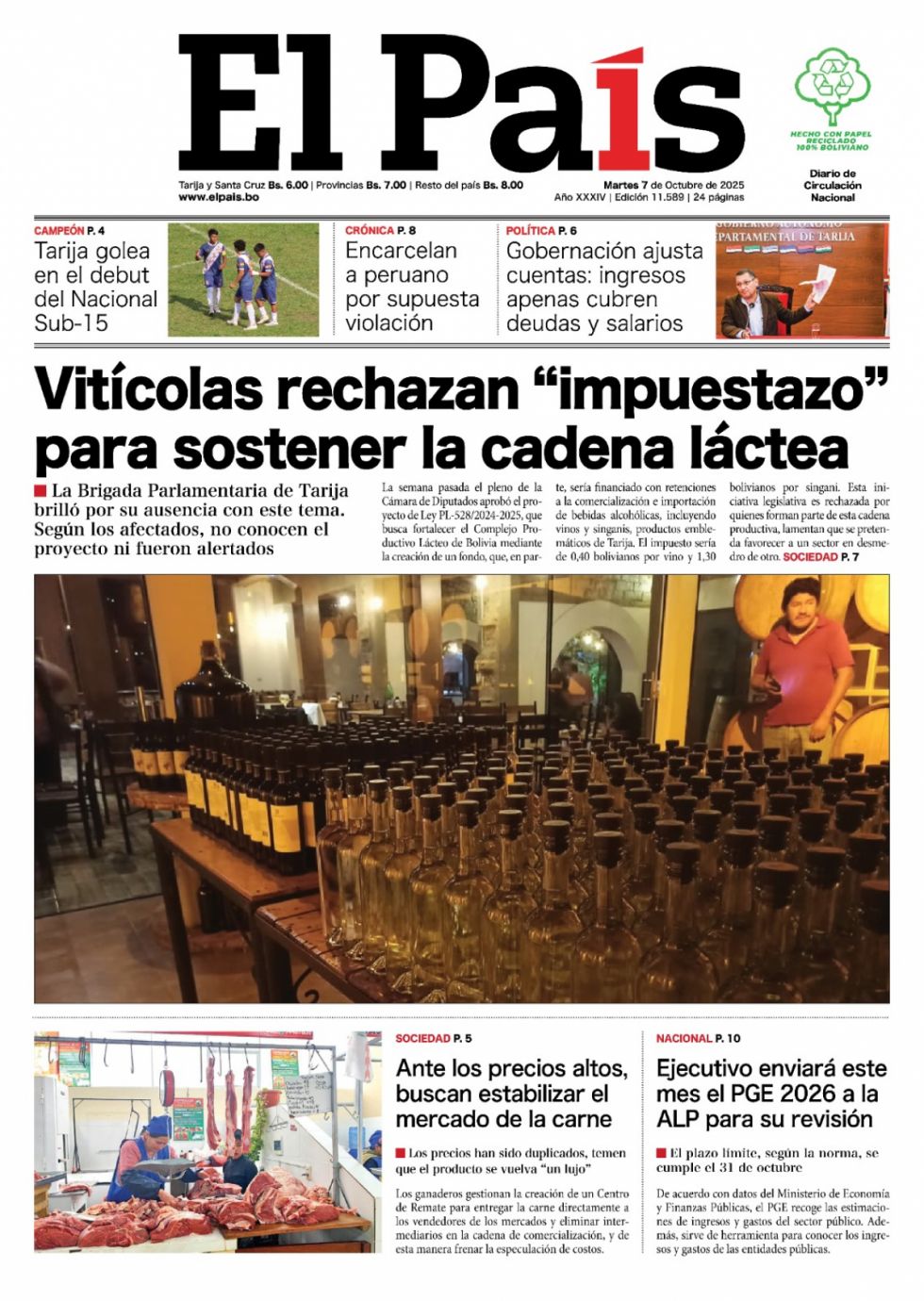 El impuesto al vino, el PGE, el viaje de Arce... lea las imprescindibles