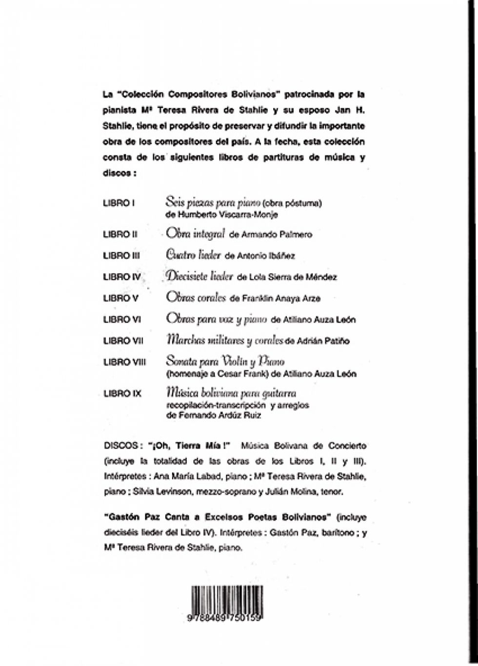 Contra Portada MÚSICA BOLIVIANA PARA GUITARRA