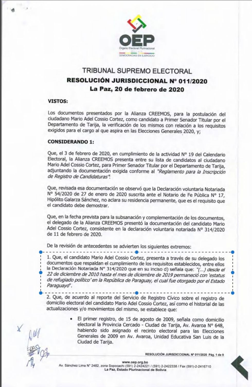 Resolución del TSE