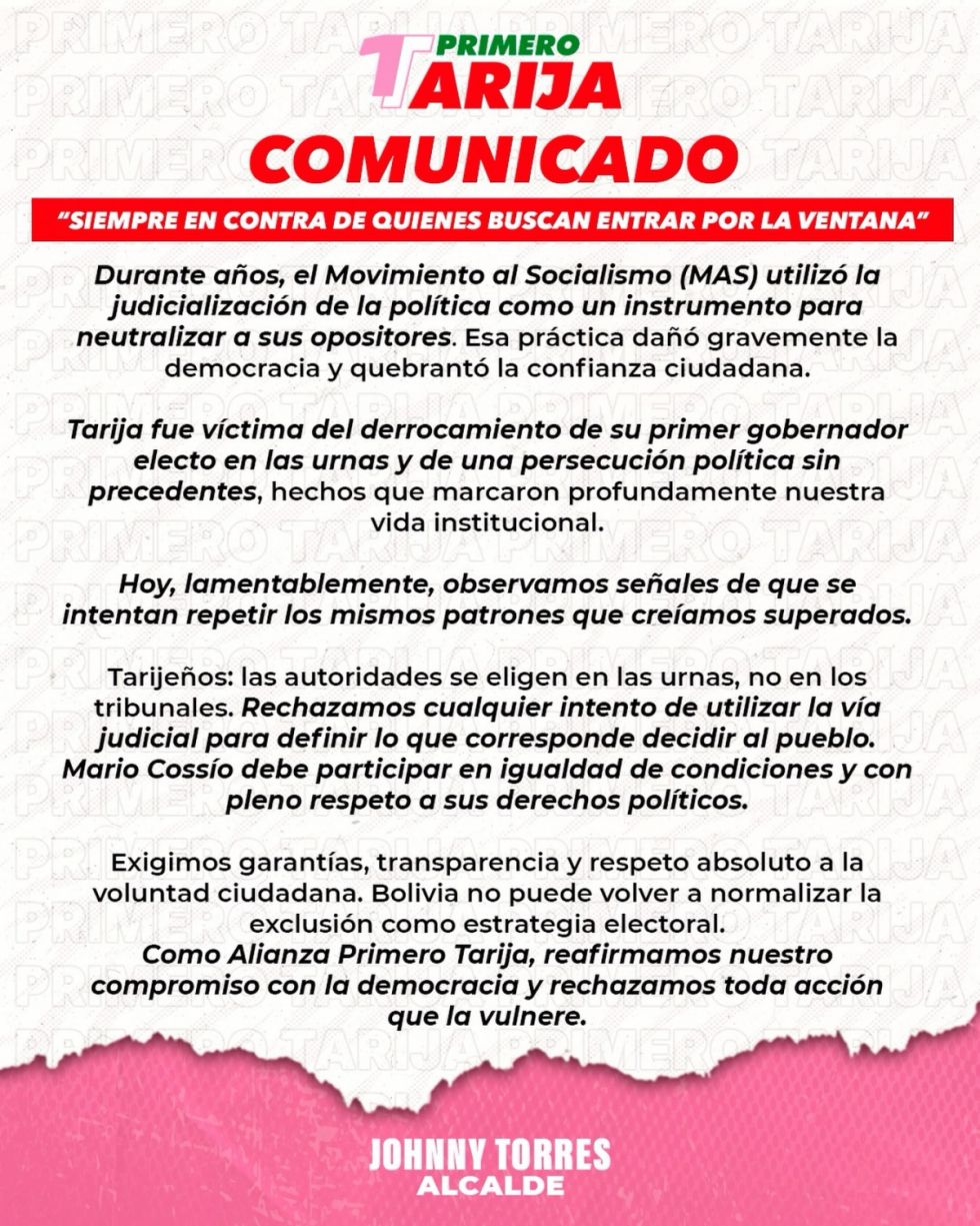 Torres se solidariza con Cossío y exige su participación en las elecciones del 22 de marzo