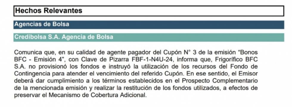 Frigorífico BFC no provisionó fondos para pagar bonos según reporta la ASFI